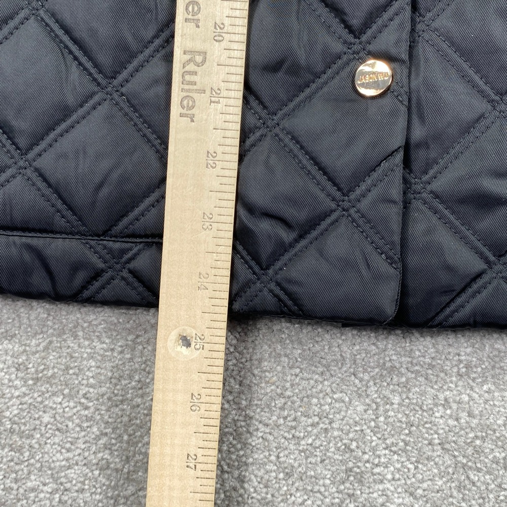Jason Wu Quilted Jacket Womens Medium Black Diamond Stitch Gold Button JW-467 - Picture 4 of 8
